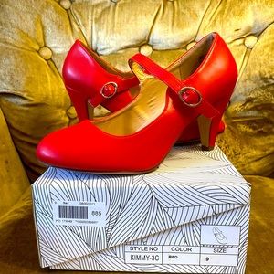 Brand new, never worn, cute vintage style red mary jane heels